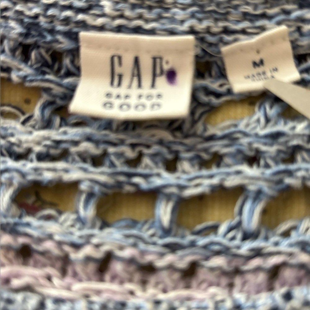 GAP open weave crocheted sweater, size M, bell sleeves, muted colors, loose fit - Picture 5 of 7